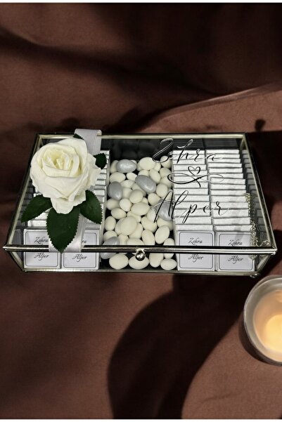 Cyz Home Tide Gümüş Cam Kutu 50 Adet Kız Isteme Çikolatası