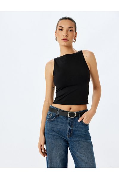 Koton Slim Fit Boat Neck Sleeveless T-Shirt
