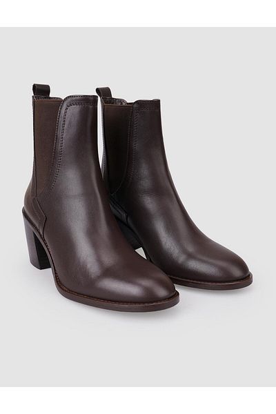 Cabani 100% Genuine Leather Brown Women's Heeled Boots