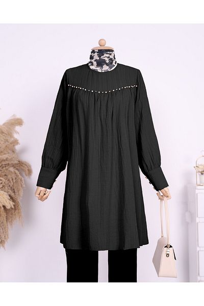 Modamorfo Casual χιτώνα με πέρλες, πέτρες και κουμπιά στη ρόμπα στο μανίκι