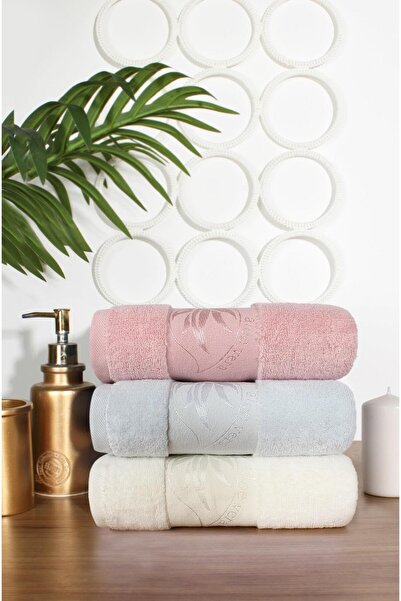 Ellia Soft Set de 3 prosoape de față din bumbac jacquard cu bordură din Aloe ...