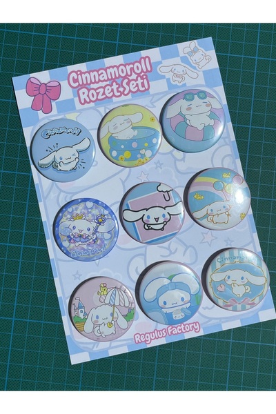 Cuppy Box Cinnamoroll Karakterleri Rozet Seti 9 Adet 44mm