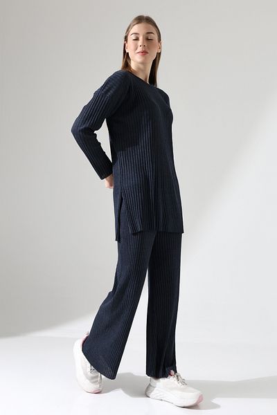 ensade CorduroY Blouse and Trousers Set - Side Slit Detail