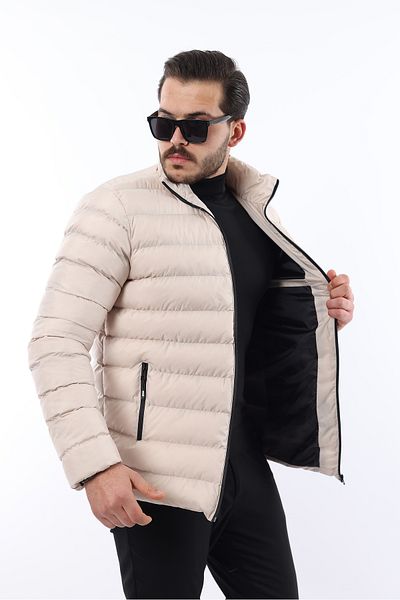 comstar Jachetă puf elegantă, crem, la modă, cu fermoar