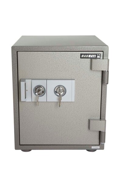 Mahmayi خزنة آمنة مقاومة للحريق SD104A مع قفل مفتاح أمان للمنزل - عرض 43.5 × عمق 46.5 × ارتفاع 50.6 سم، رمادي، مفتاح + مفتاح