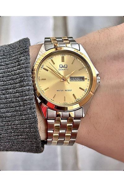 Q&Q Vintage Men's Metal Cord Wrist Watch with Calendar