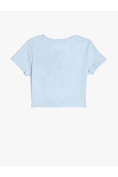 Koton Tricou crop din bumbac cu mânecă scurtă cu imprimeu floral