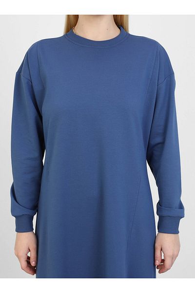 Benin Πλεκτό Oversize Hijab Φόρεμα με λεπτομέρεια Κύπελλο - Indigo - Benin