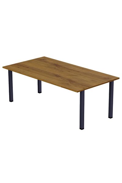 Mahmayi Dec 72 BLK Wooden Dining Table U-Leg, 6-Seater-140cm, Cognac Brown Sherman Oak Finish