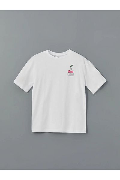 LC Waikiki Lcw Kids White Crew Neck Girls T-Shirt