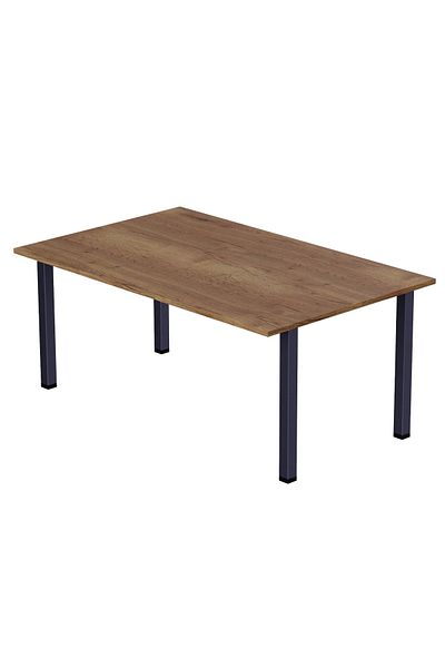 Mahmayi Dec 72 BLK Wooden Dining Table U-Leg, 4-Seater for Kitchen-120cm, Tobacco Halifax Oak Finish