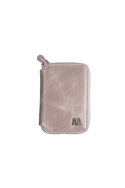 Deriza Πορτοφόλι Tiguan Grey Unisex με φερμουάρ από γνήσιο δέρμα - Lotus 1616