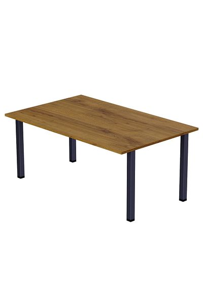 Mahmayi Dec 72 BLK Wooden Dining Table U-Leg, 4-Seater-120cm, Cognac Brown Sherman Oak Finish