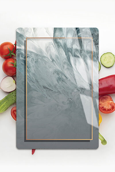 Harikabirev هاريكابيريف | رمادي-ذهبي مع شكل رخامي | لوح تقطيع زجاجي مضاد للخدش