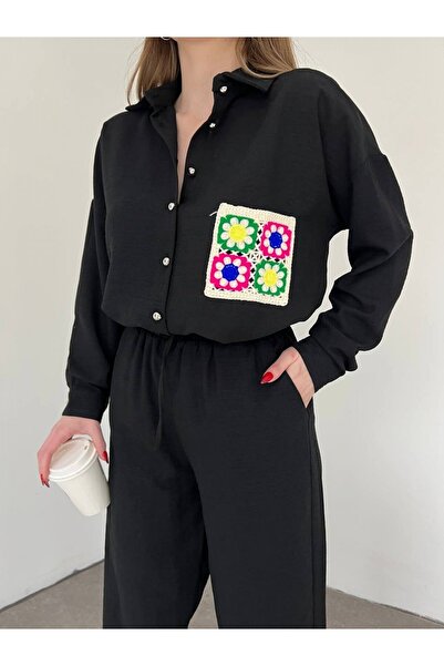 Modamorfo Double Linen Set with Colorful Lace Pocket