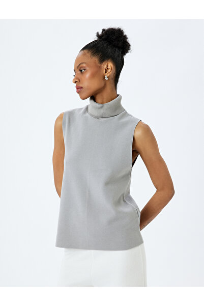 Koton Cotton Soft Textured Turtleneck Tank Top