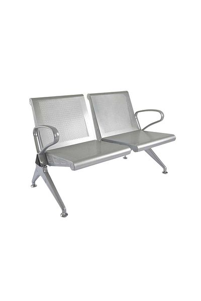 Mahmayi Banco Hf 2 Seater Metal Bench Bold Bench With Mesh Back and Seat - Powder Coated Arms and Legs -Grey