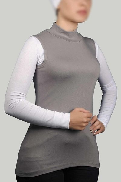 Altobeh المرأة العضوية بلا أكمام الياقة المدورة ليكرا صفر كم الجسم