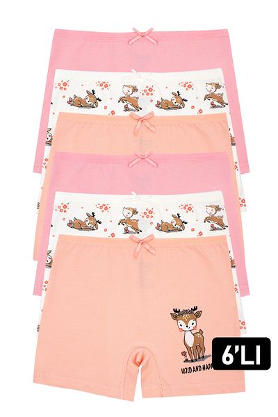 Öts Girl's 6-Piece Colorful Deer Printed Lycra Boxers