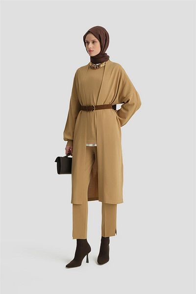Armine 24Kd2004 Model Three Piece Knitwear Set - Tan