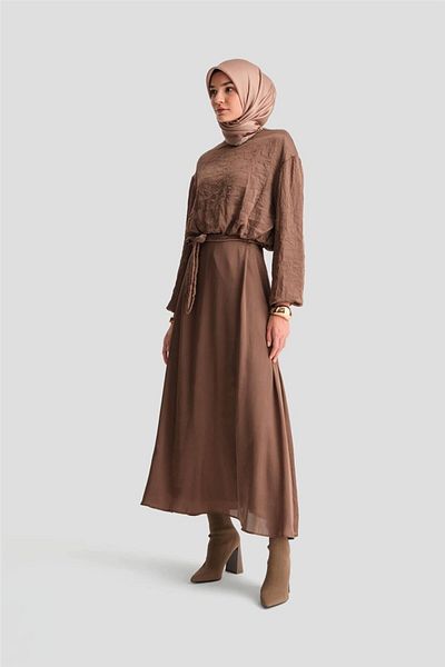 Armine 24K6919 Model Bitter Brown Balloon Blouse Set