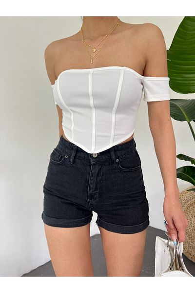 Modamorfo Corset detaliat pe umeri cu fermoar la spate