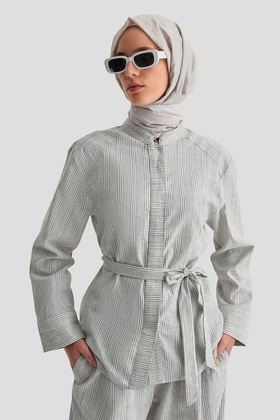 Armine Indigo Thick Striped Cotton Set - 24K6853