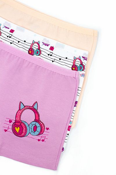 Öts Girl's 6-Piece Colorful Music Printed Lycra Boxers