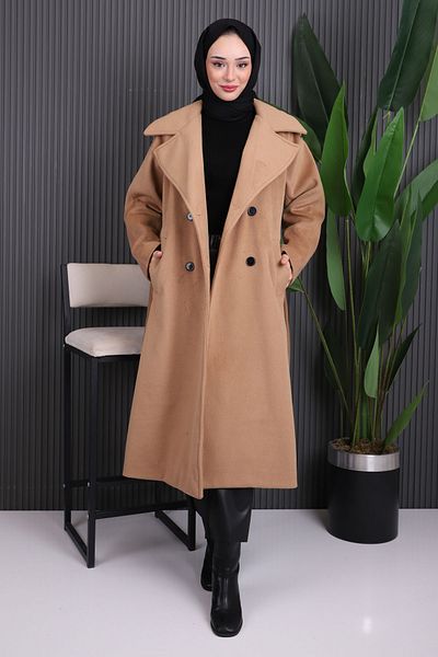 İmajButik Παλτό με κασμίρ με ζώνη βιζόν