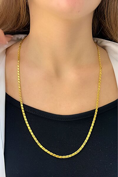 ES GOLD 14 Ayar Altın Pullu Zincir (65cm)