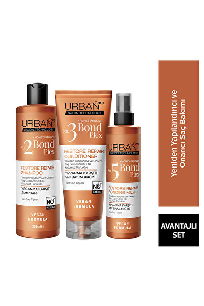 Urban Care Bond Plex Restore Repair Yıpranma Karşıtı Şampuan Krem Süt Saç Bakım Seti 3'lü-vegan
