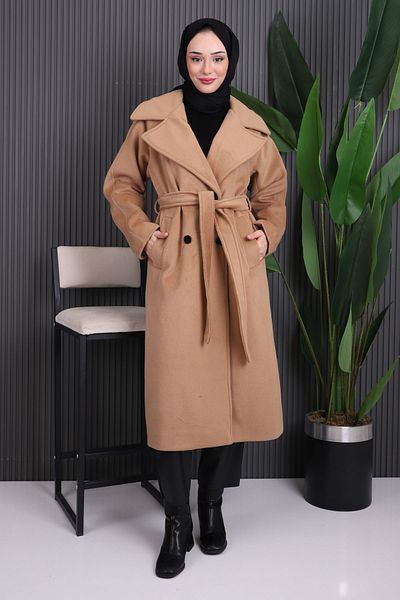 İmajButik Παλτό με κασμίρ με ζώνη βιζόν