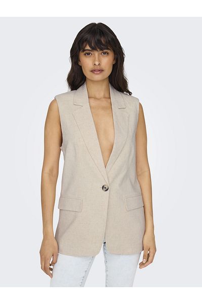 ONLY ONLAGNES Linen Women's Vest - S/L Linen BL Mel Vest TLR