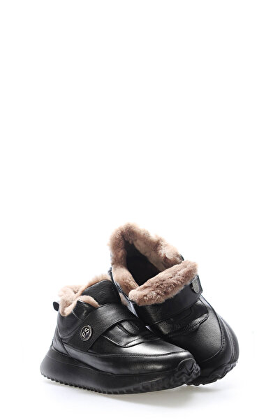 Ayakkabıhane Pantofi casual de damă negri, cu blană la interior și piele natu...