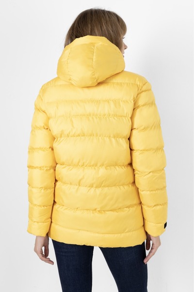 Montstop Γυναικείο κίτρινο με κουκούλα με επένδυση αδιάβροχο και ανθεκτικό στον αέρα πουπουλένιο παλτό Parka