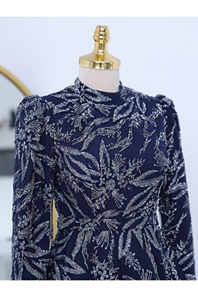 Modamorfo Tüll estélyi ruha csillogó és kővel - ragasztóval bélelt - sötétkék