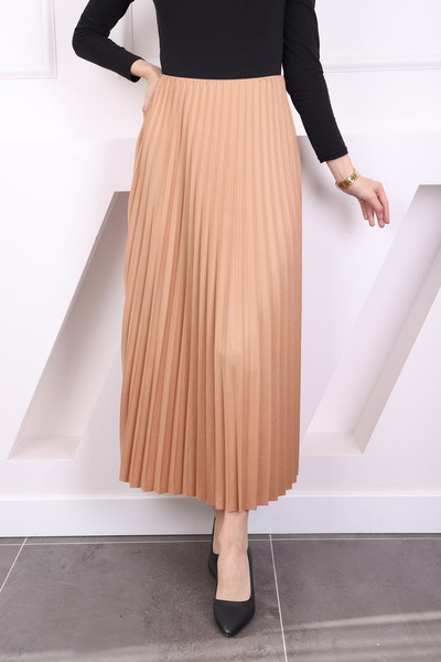 İmajButik Μπισκότο Δερμάτινη Πλισέ Φούστα