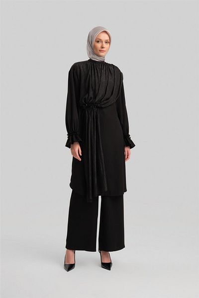 Armine Black Chiffon and Embroidered Suit - 24Y6841