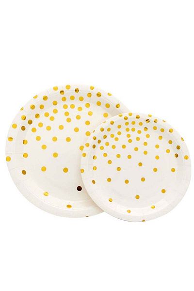 COOYA Disposable Tableware Set for 25 Guests, No BPA, Disposable Paper Birthday Dinnerware Plates