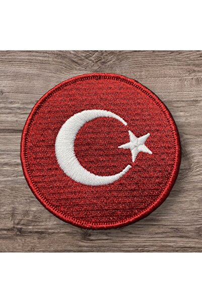 Ex Patch Kırmızı Renk Yuvarlak Türk Bayrağı Patch Arma 8 Cm