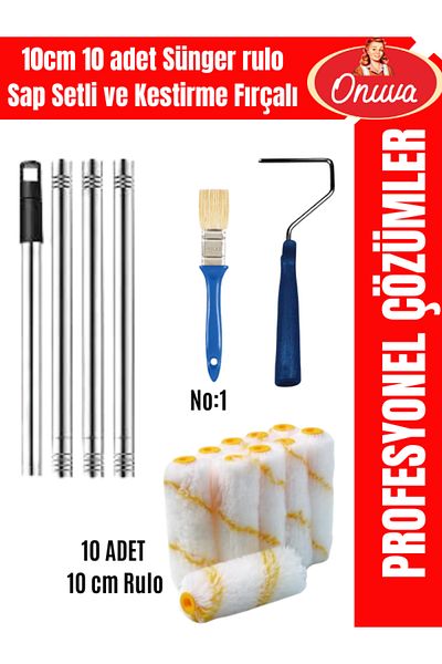 ONUVA 10cm 10Pcs Finger Roll,Skirting Brush No.1 Extension and Roll Handle Painting Set