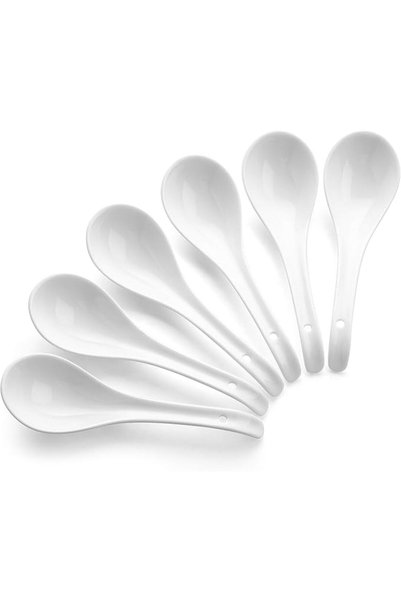 DOWAN Ceramic Soup Spoons, Chinese Asian Japanese Large Spoon for Ramen Pho W...
