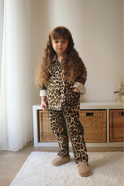 Zuzu Girls Leopard Shirt Jacket and Pants Set