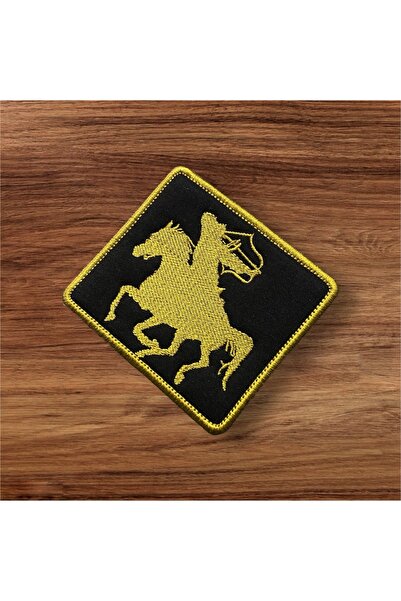 Ex Patch Siyah Zemin Atlı Süvari Patch Arma Nakış 8 X 7 Cm