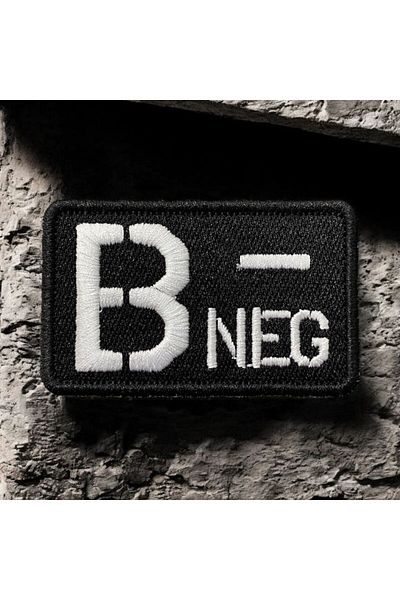 Ex Patch Fundal Negru Culoare Albă B Negativ Grup Sânge Peçi 8 X 5 Cm