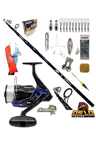 Okuma Fin Chaser X FNX-60NG Oslo Carp-x 390cm 3,5lbs Profesyonel Surf Sazan Kıyı Olta Takımı Seti