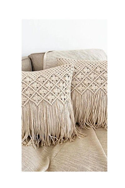 meribell 2'li Makrome Dekoratif Köşe Kırlent Kılıfı