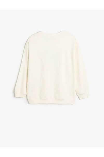 Koton Cotton Long Sleeve Sweatshirt - Bow Print, Crew Neck