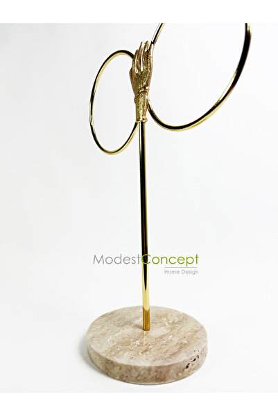 Modestmar Gold Travertine Marble Bath Towel Holder with Hand Accessories and Ring