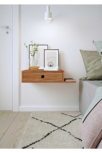 ŞafakMobilya Ahşap Çekmeceli Raflı Uçan Komodin